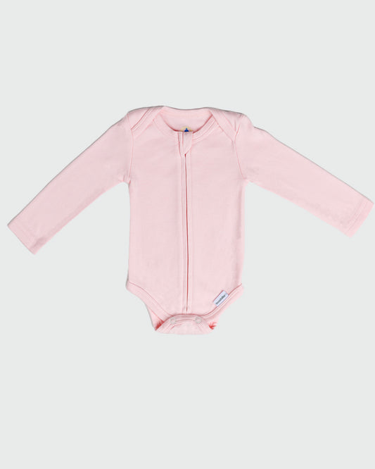 Long Sleeve Zipper Bodysuit in Blush - Dreambelles
