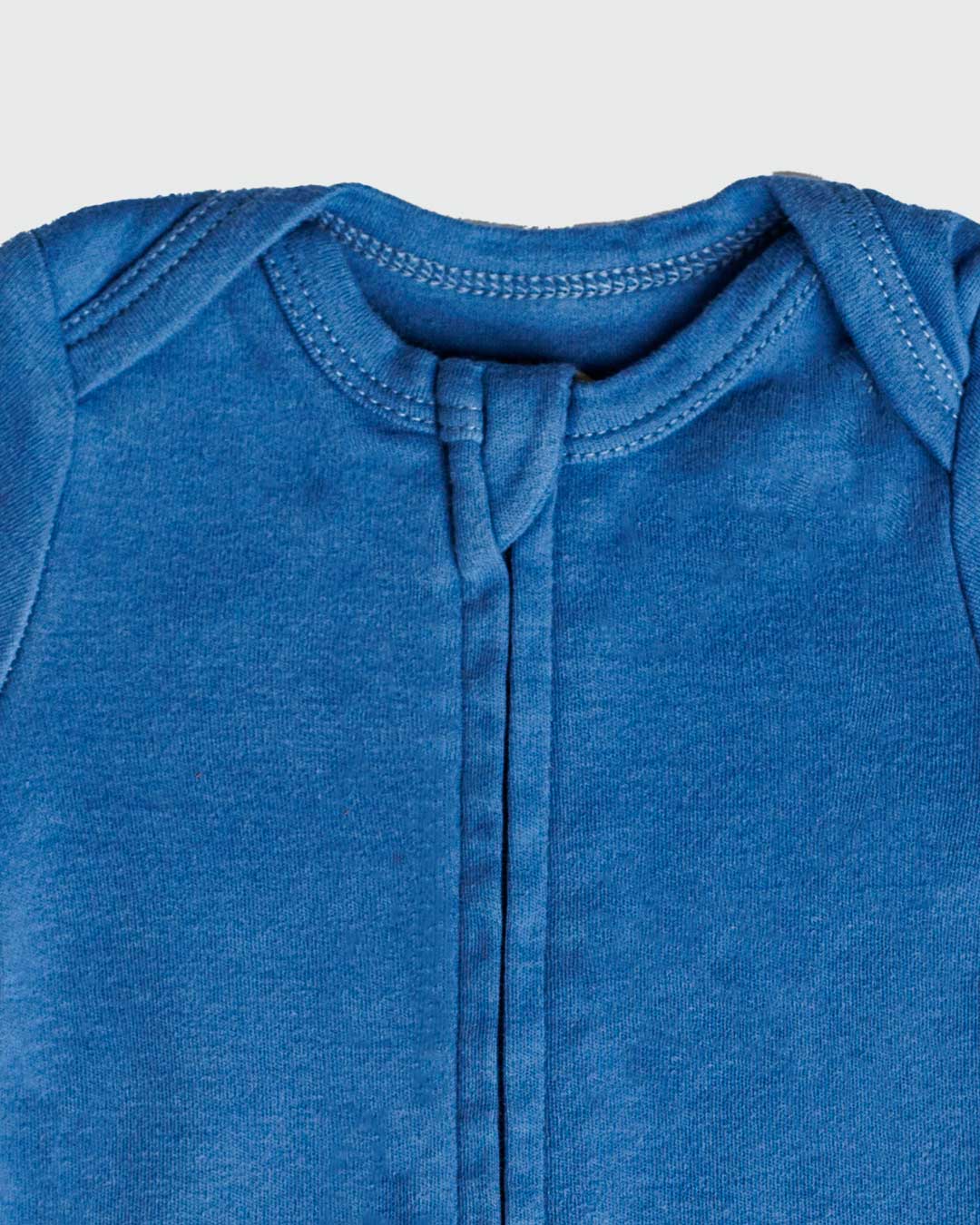 Long Sleeve Zipper Bodysuit in Denim, 0-3M - Dreambelles