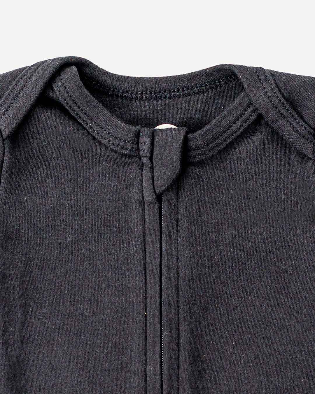 Short Sleeve Zipper Bodysuit in Eclipse, 3-6M - Dreambelles