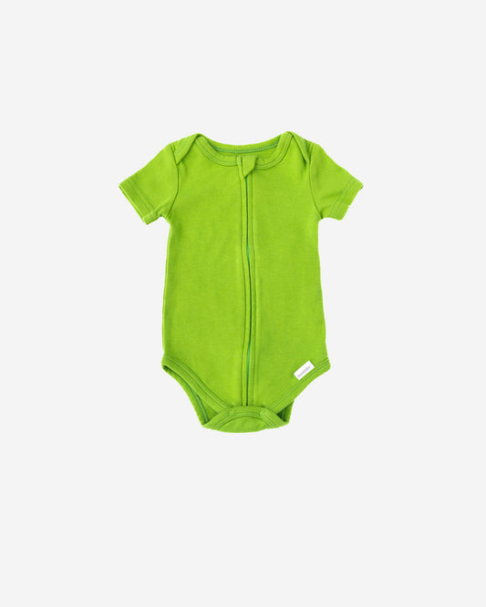 Short Sleeve Zipper Bodysuit in Forest, 0-3M - Dreambelles