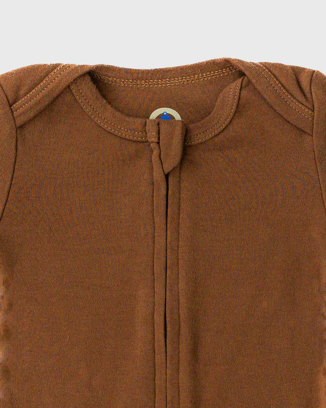 Long Sleeve Zipper Bodysuit in Mocha, 6-9M - Dreambelles