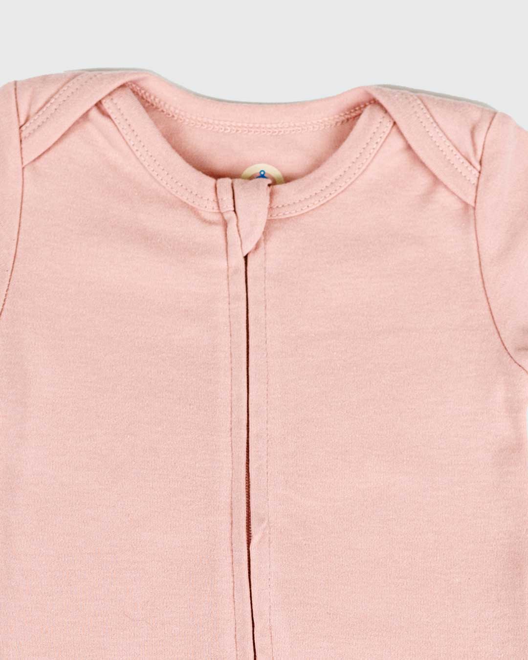 Short Sleeve Zipper Bodysuit in Peach, 0-3M - Dreambelles