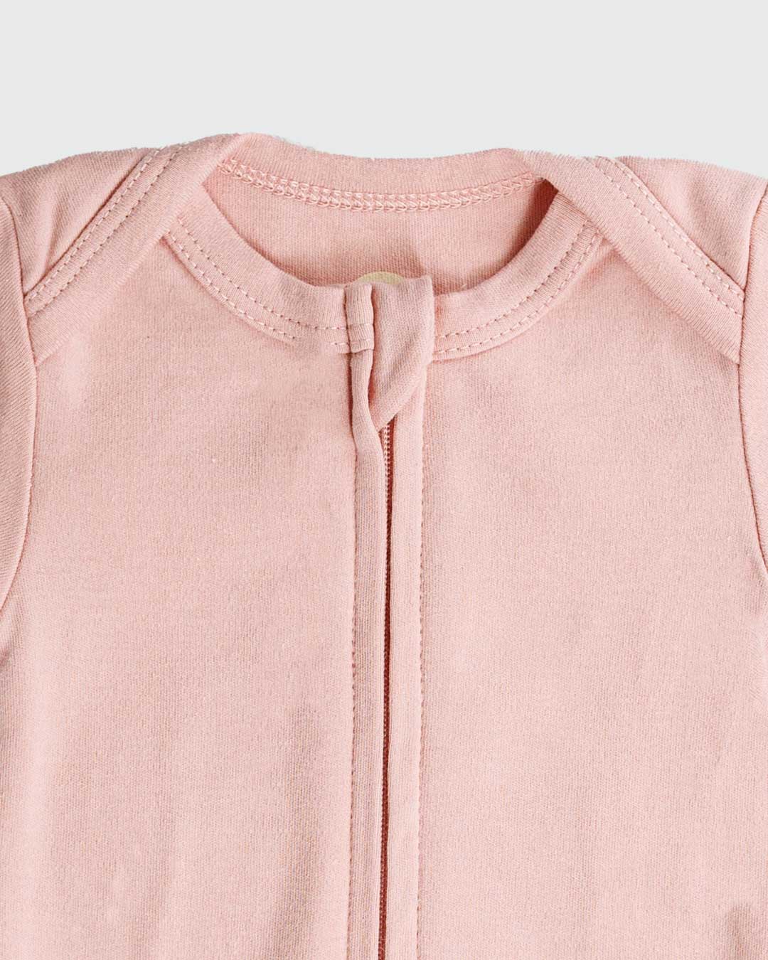 Long Sleeve Zipper Bodysuit in Peach, 3-6M - Dreambelles
