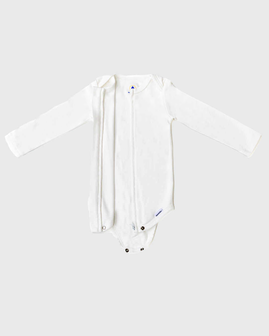 Long Sleeve Zipper Bodysuit in Pearl, 9-12M - Dreambelles