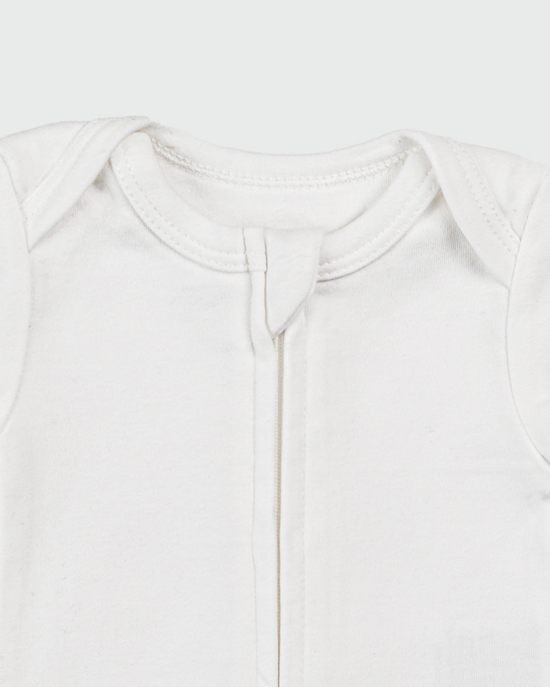 Short Sleeve Zipper Bodysuit in Pearl, 3-6M - Dreambelles