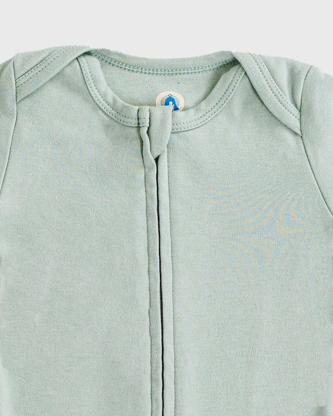 Long Sleeve Zipper Bodysuit in Sage, 6-9M - Dreambelles