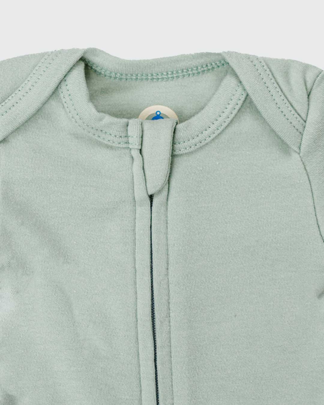 Short Sleeve Zipper Bodysuit in Sage, 9-12M - Dreambelles