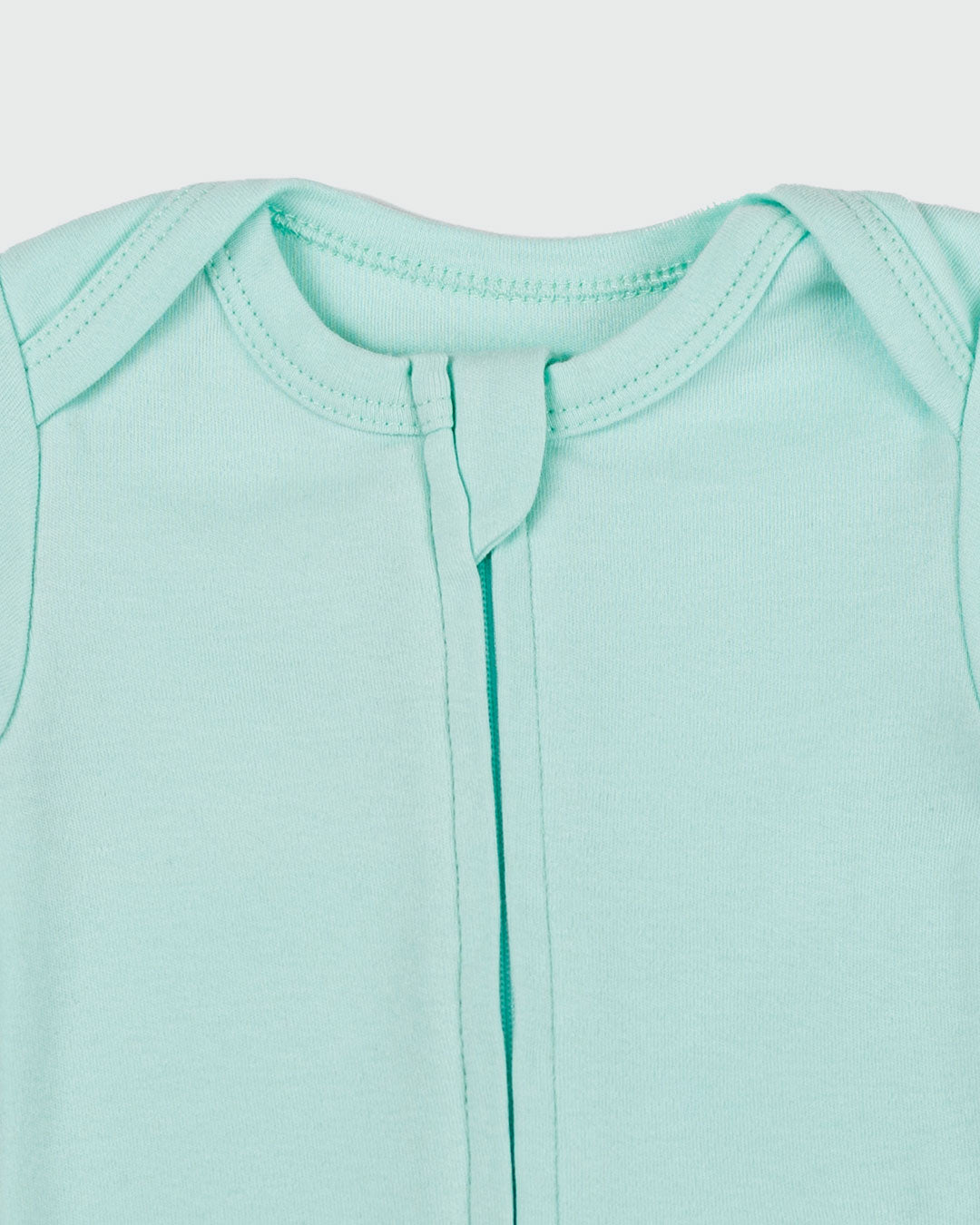 Short Sleeve Zipper Bodysuit in Seafoam, 9-12M - Dreambelles