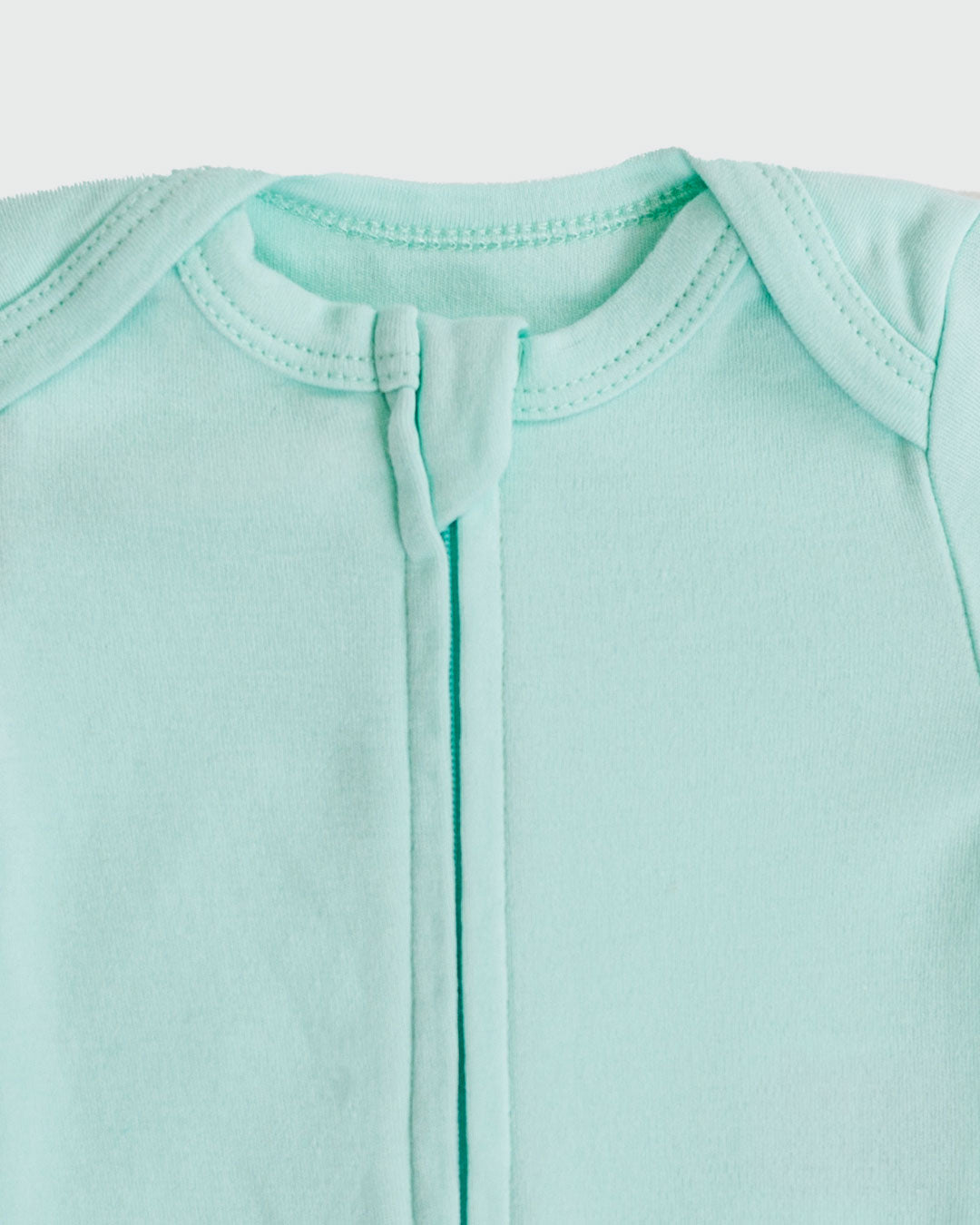 Long Sleeve Zipper Bodysuit in Seafoam, 9-12M - Dreambelles