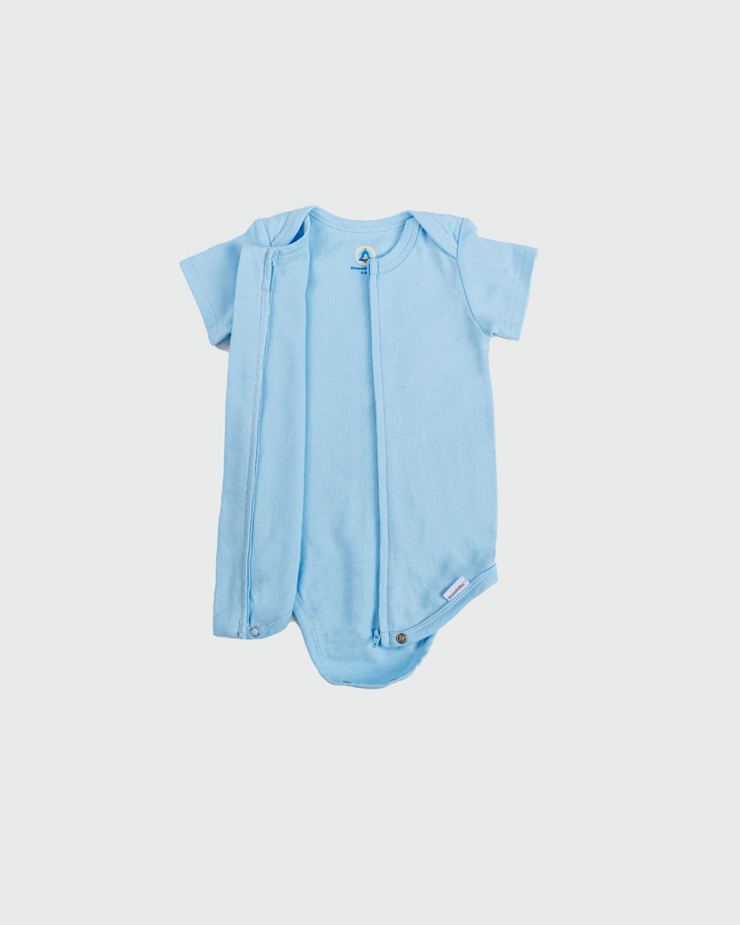 Short Sleeve Zipper Bodysuit in Sky, 9-12M - Dreambelles