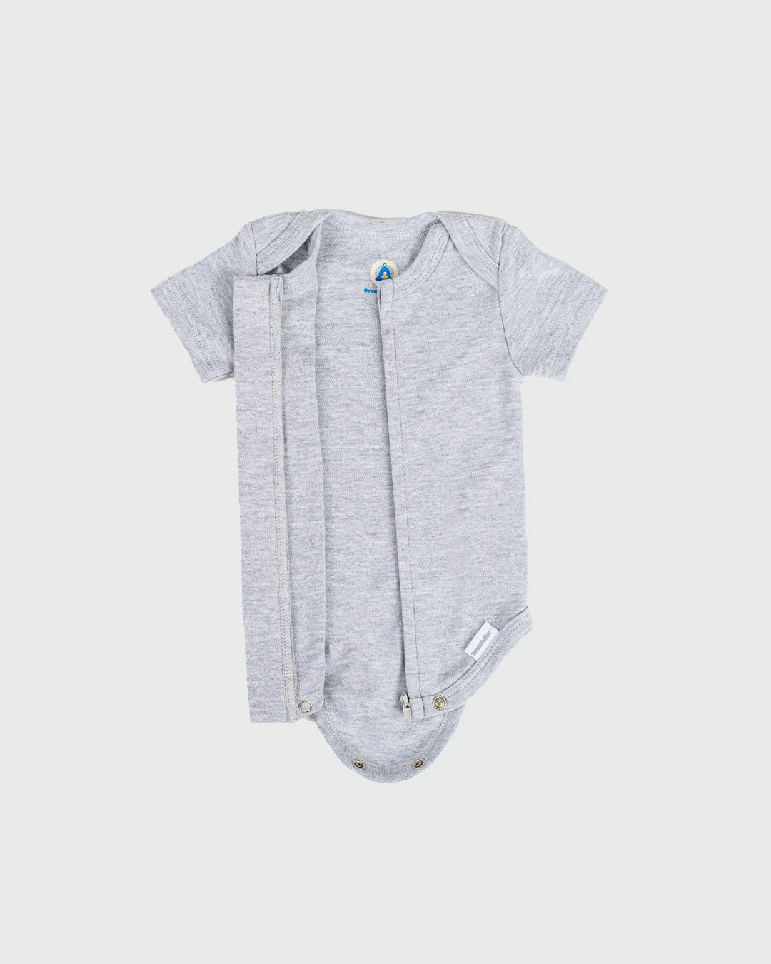 Short Sleeve Zipper Bodysuit in Storm, 6-9M - Dreambelles