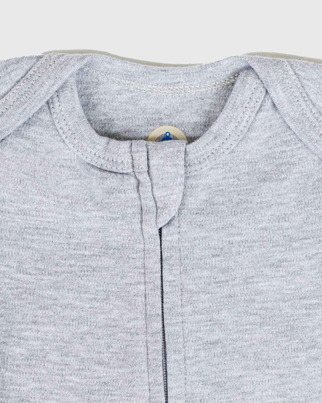 Short Sleeve Zipper Bodysuit in Storm, 6-9M - Dreambelles