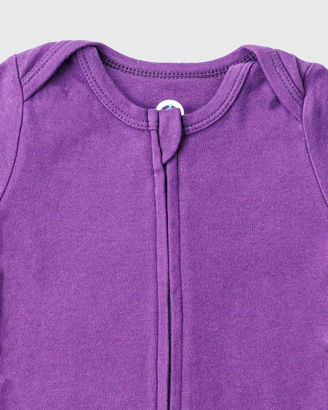 Long Sleeve Zipper Bodysuit in Violet, 0-3M - Dreambelles