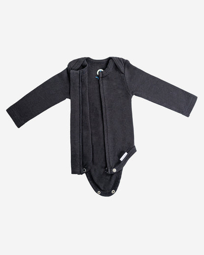 Long Sleeve Zipper Bodysuit in Eclipse - Dreambelles