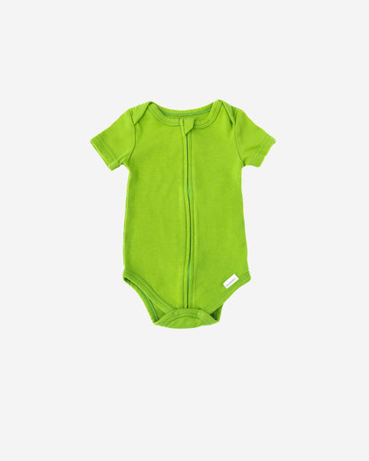 Short Sleeve Zipper Bodysuit in Forest, 3-6M - Dreambelles