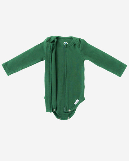 Long Sleeve Zipper Bodysuit in Hunter - Dreambelles