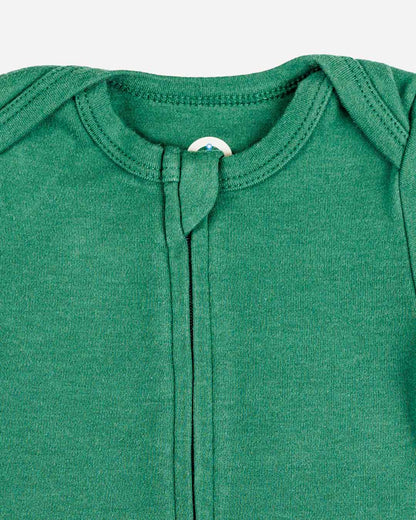 Short Sleeve Zipper Bodysuit in Hunter, 3-6M - Dreambelles