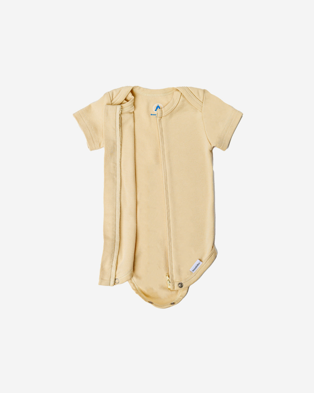 Short Sleeve Zipper Bodysuit in Latte, 3-6M - Dreambelles