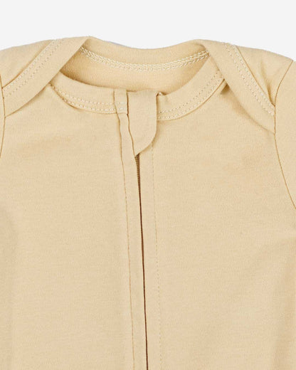 Long Sleeve Zipper Bodysuit in Latte - Dreambelles