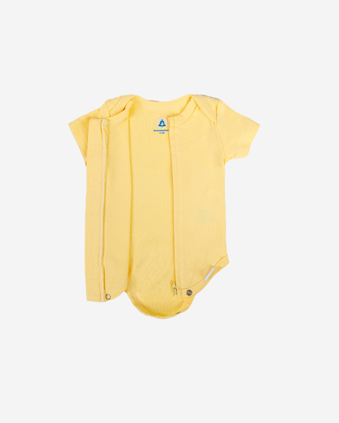 Short Sleeve Zipper Bodysuit in Lemon, 9-12M - Dreambelles