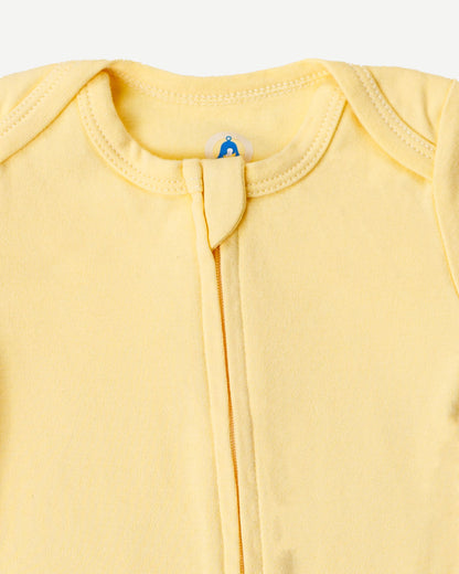 Long Sleeve Zipper Bodysuit in Lemon - Dreambelles