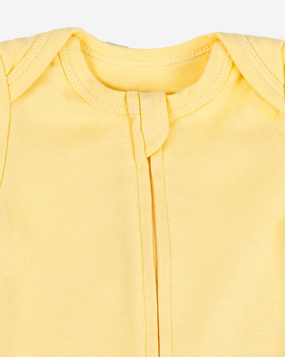 Short Sleeve Zipper Bodysuit in Lemon, 9-12M - Dreambelles