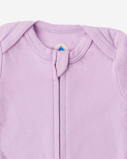 Long Sleeve Zipper Bodysuit in Lilac - Dreambelles