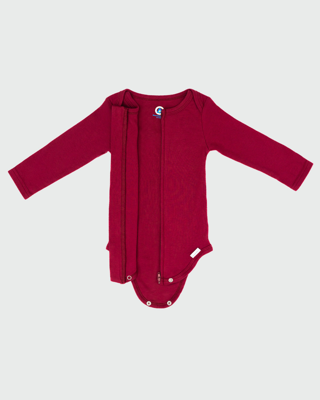 Long Sleeve Zipper Bodysuit in Maroon - Dreambelles
