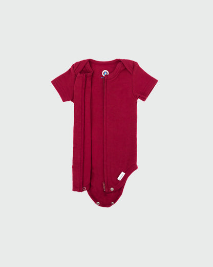 Zipper Bodysuit in Maroon - Dreambelles