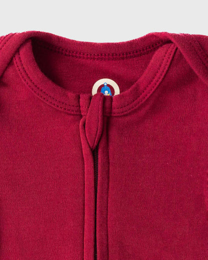 Zipper Bodysuit in Maroon - Dreambelles