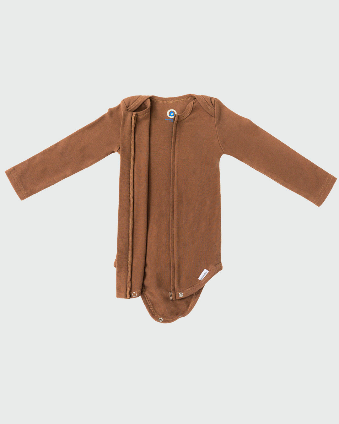Long Sleeve Zipper Bodysuit in Mocha - Dreambelles