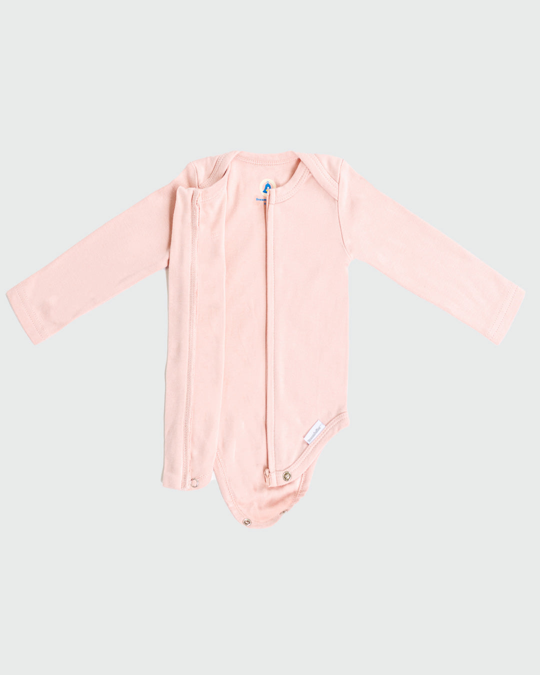 Long Sleeve Zipper Bodysuit in Peach - Dreambelles