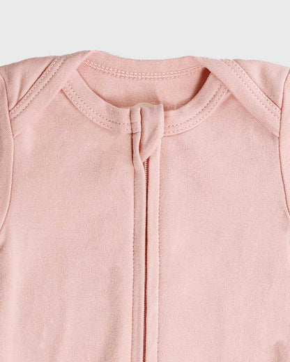 Long Sleeve Zipper Bodysuit in Peach - Dreambelles