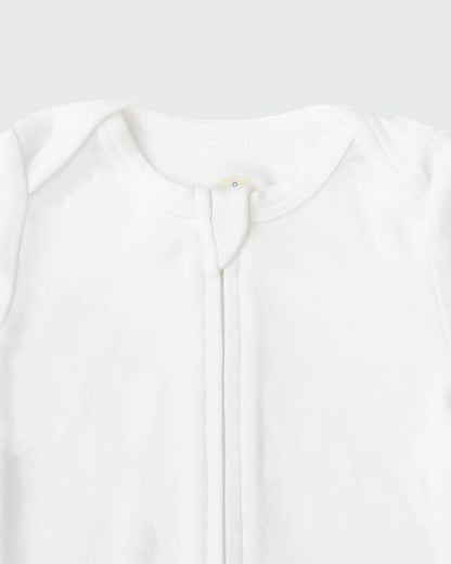 Long Sleeve Zipper Bodysuit in Pearl - Dreambelles