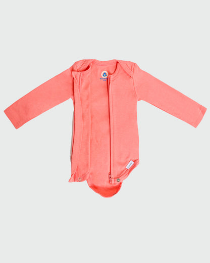 Long Sleeve Zipper Bodysuit in Rose - Dreambelles