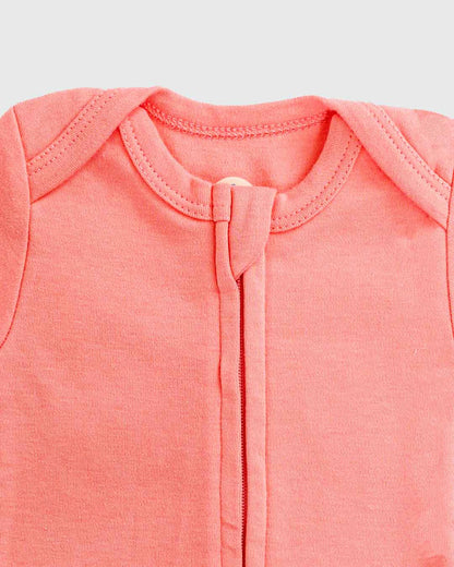 Long Sleeve Zipper Bodysuit in Rose - Dreambelles