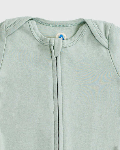 Long Sleeve Zipper Bodysuit in Sage - Dreambelles