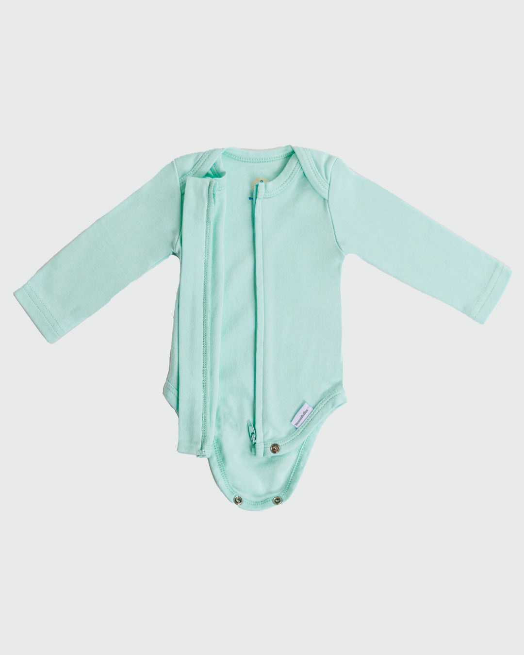 Long Sleeve Zipper Bodysuit in Seafoam - Dreambelles