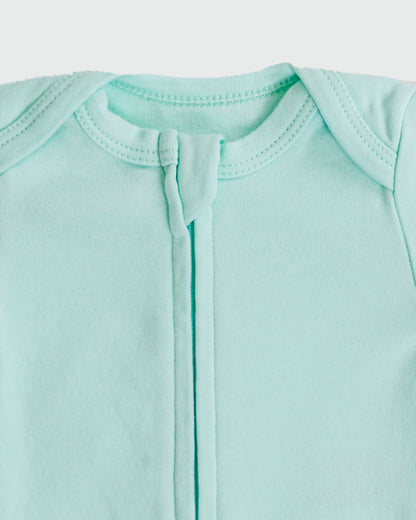 Long Sleeve Zipper Bodysuit in Seafoam - Dreambelles