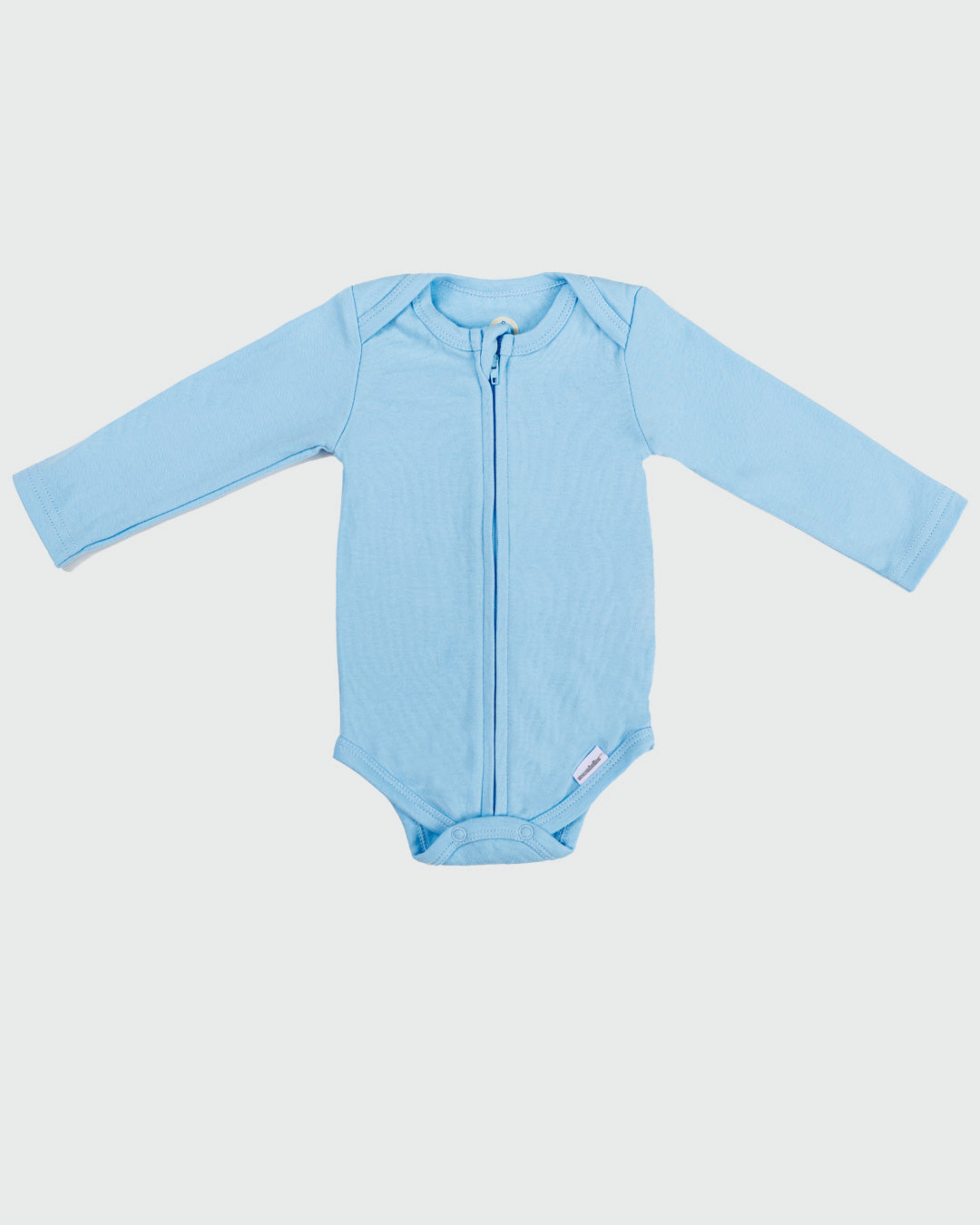 Long Sleeve Zipper Bodysuit in Sky - Dreambelles