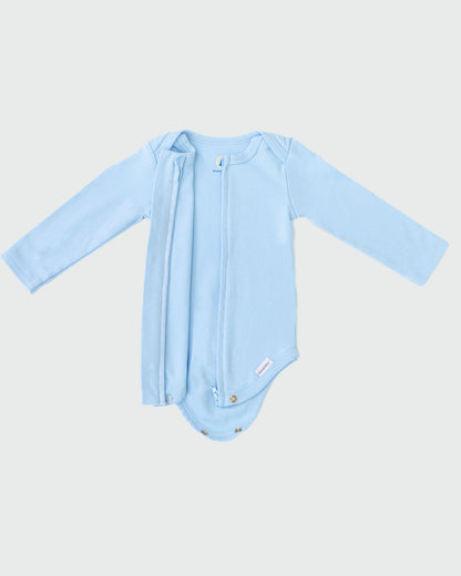 Long Sleeve Zipper Bodysuit in Sky - Dreambelles
