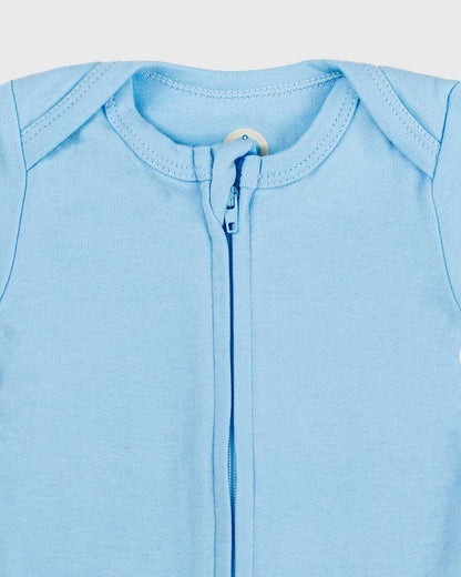 Long Sleeve Zipper Bodysuit in Sky - Dreambelles