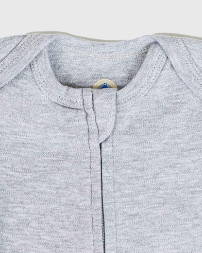 Short Sleeve Zipper Bodysuit in Storm, 6-9M - Dreambelles