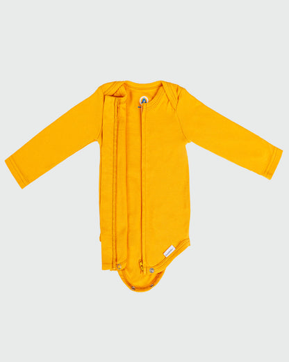 Long Sleeve Zipper Bodysuit in Sunburst - Dreambelles