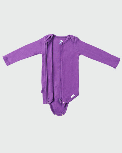 Long Sleeve Zipper Bodysuit in Violet - Dreambelles