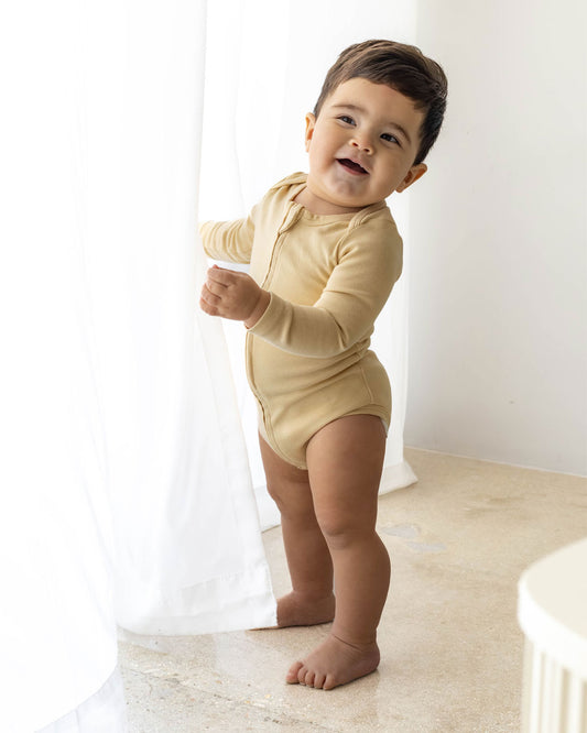 Long Sleeve Bodysuit in Latte - Dreambelles