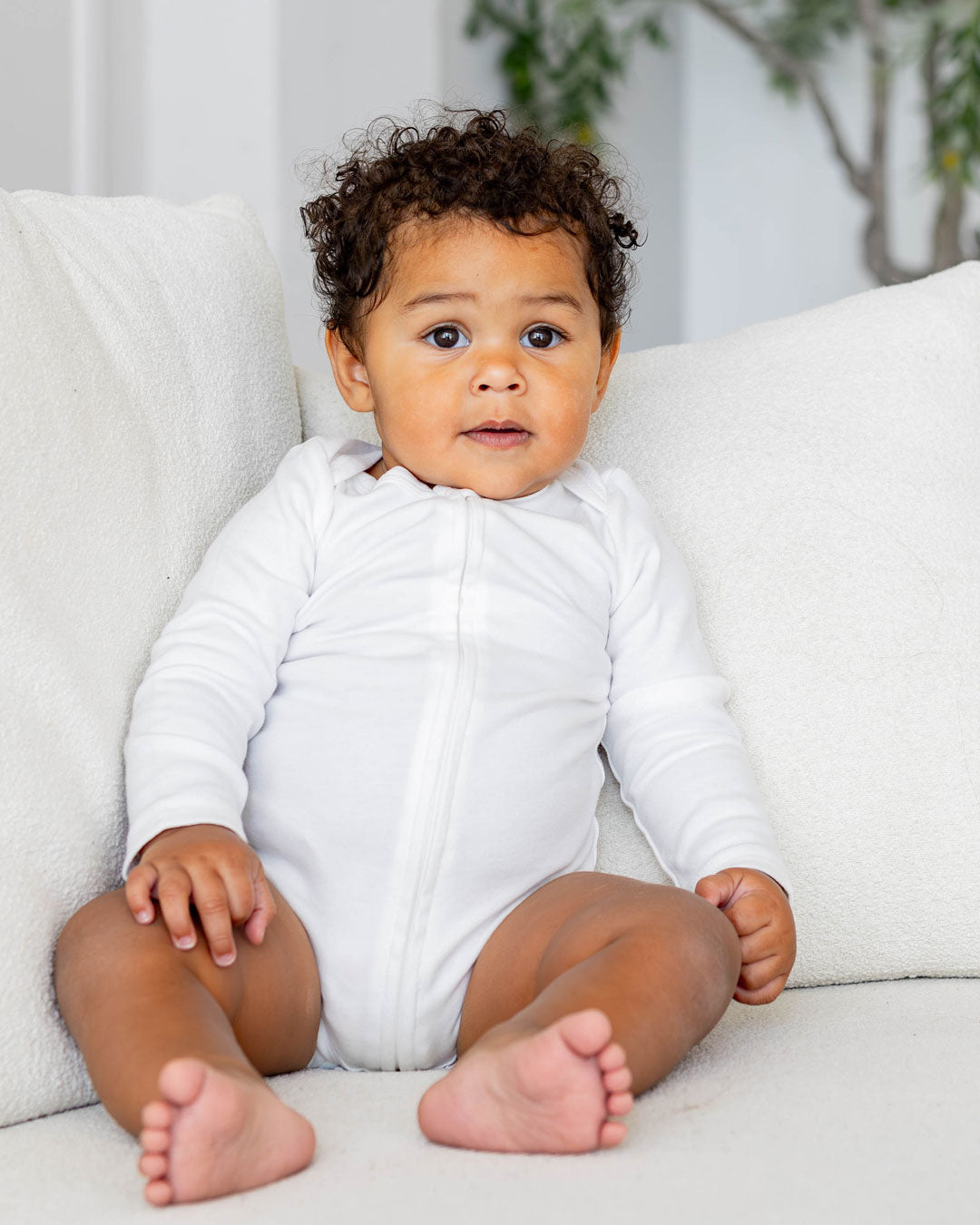 Long Sleeve Bodysuit in Pearl - Dreambelles