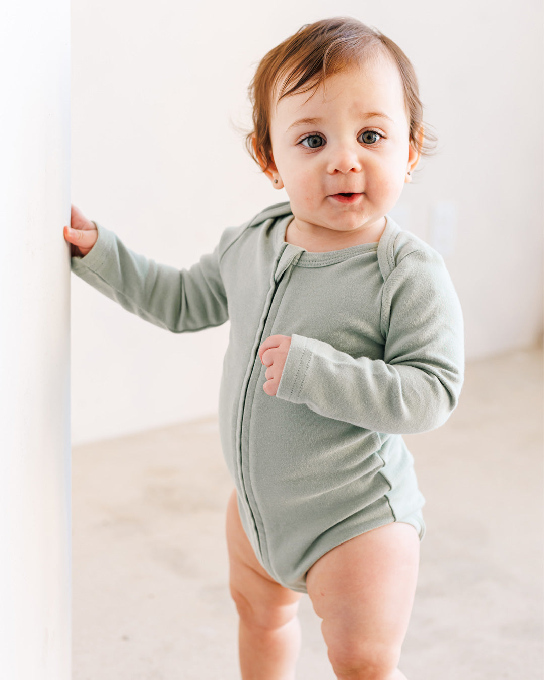 Long Sleeve Bodysuit in Sage - Dreambelles