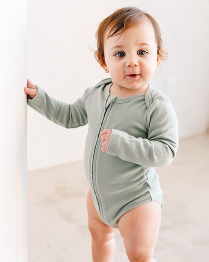 Long Sleeve Bodysuit in Sage - Dreambelles