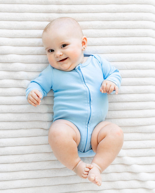 Long Sleeve Bodysuit in Sky - Dreambelles